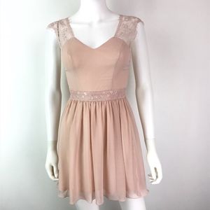 Asos Petite Cap Sleeve Dress Blush Lace Low Back